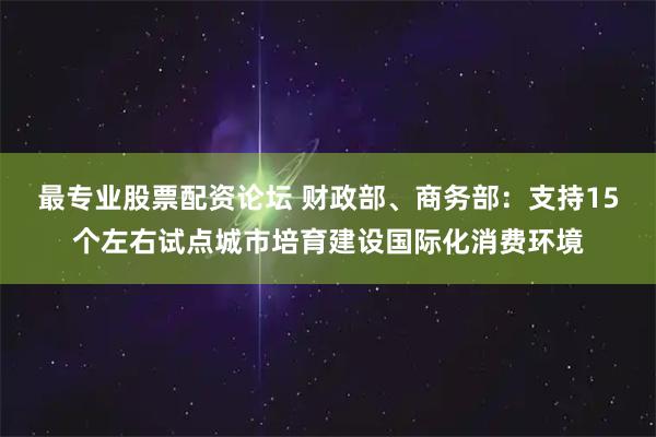 最专业股票配资论坛 财政部、商务部：支持15个左右试点城市培育建设国际化消费环境